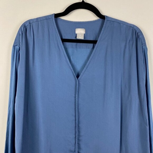Chicos Blouse Shirt Blue Modal V Neck Long Sleeve Size 2 - US 12/14 - Picture 2 of 9
